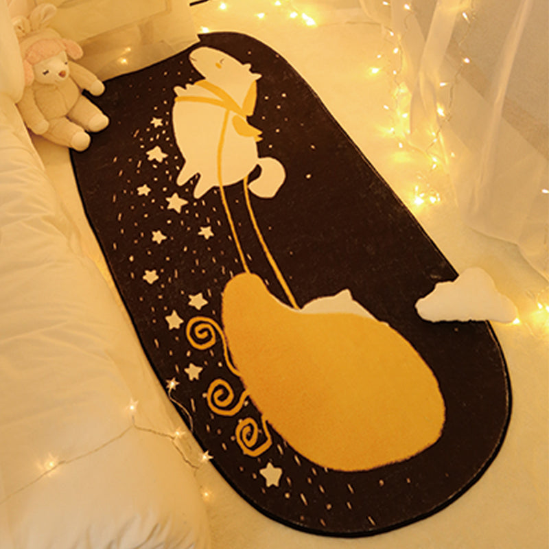 BowLift | Unique Bedroom Rug Multicolored Space Print Rug Polyester Non-Slip Pet-Friendly Rug