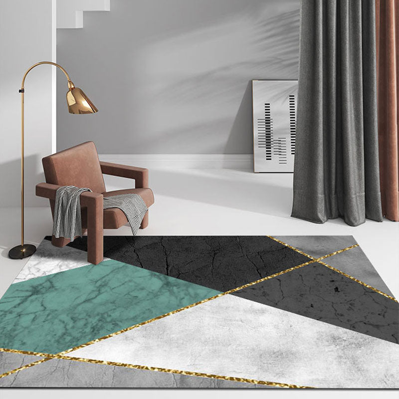 BowLift | Contemporary geometric printed carpet Multicolored polypropylene carpet Non-slip backing Machine washable carpet for the living room