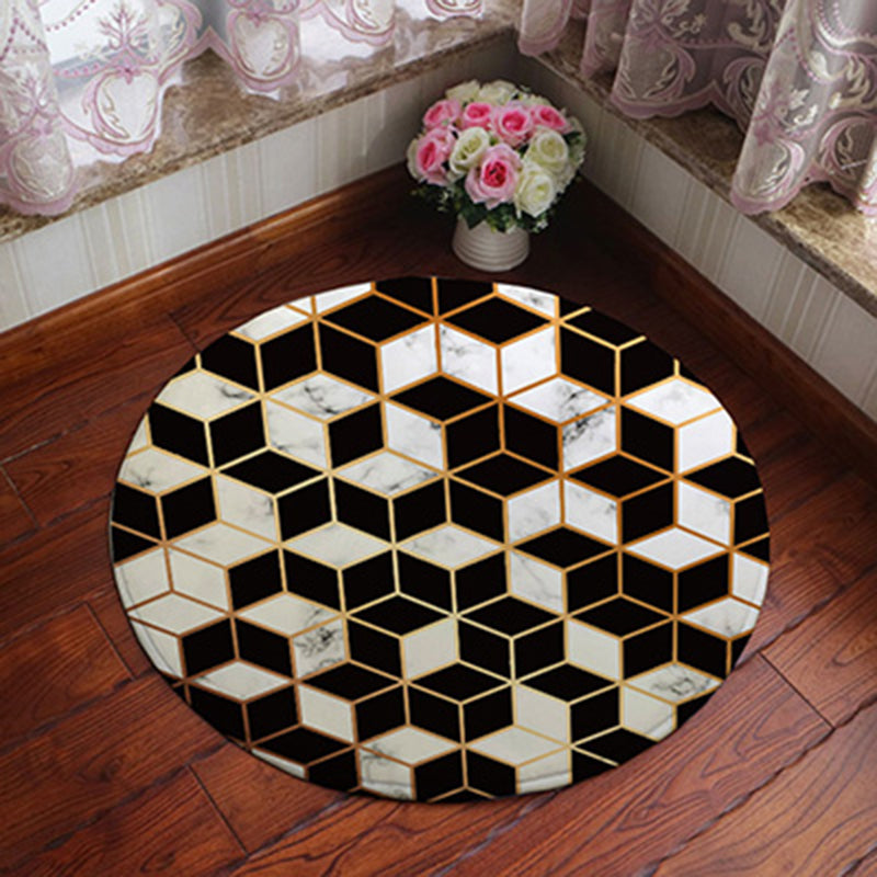 BowLift | Unique geometric print rug Multicolored polyester rug Non-slip backing Machine washable indoor rug for the bedroom