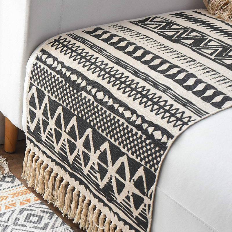 BowLift | Western Bedroom Rug Multicolored Geometric Print Rug Polyester Handwoven Pet-Friendly Area Rug with Fringes