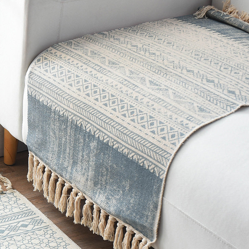 BowLift | Western Bedroom Rug Multicolored Geometric Print Rug Polyester Handwoven Pet-Friendly Area Rug with Fringes