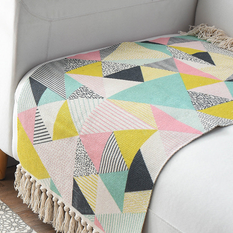 BowLift | Western Bedroom Rug Multicolored Geometric Print Rug Polyester Handwoven Pet-Friendly Area Rug with Fringes