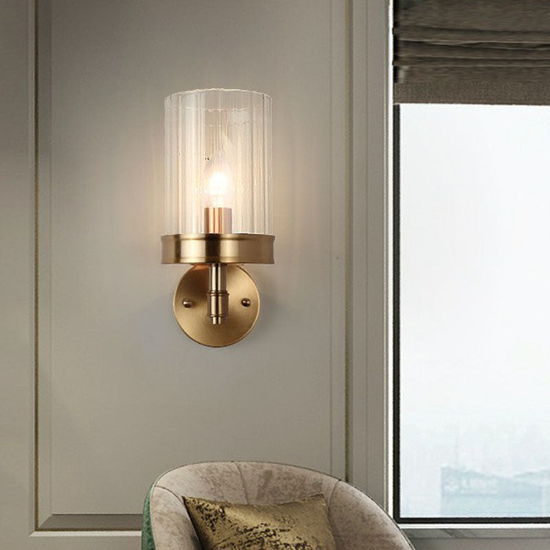 BowLift | Cup-shaped Wall Light Simplicity Clear Glass 1 Arm Gold Finish Wall Mount Light