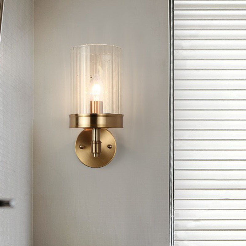 BowLift | Cup-shaped Wall Light Simplicity Clear Glass 1 Arm Gold Finish Wall Mount Light