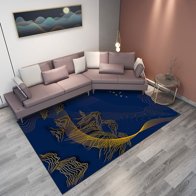 BowLift | Classic Mountain Landscape Rug Multicolored Chinese Rug Synthetic Stain Resistant Washable Non-Slip Rug for Deco