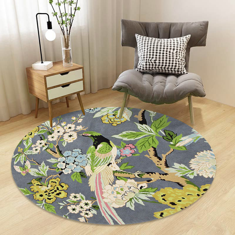 BowLift | Chinoiserie Floral Rug Multicolor Polypropylene Rug Pet Friendly Non-Slip Back Stain Resistant Rug for the Drawing Room