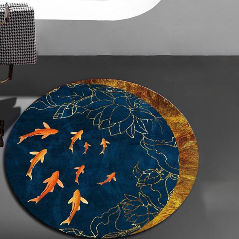 BowLift | Chinese Landscape Print Rug Multicolor Polypropylene Rug Anti-Skid Back Stain Resistant Pet Friendly Rug for the Living Room