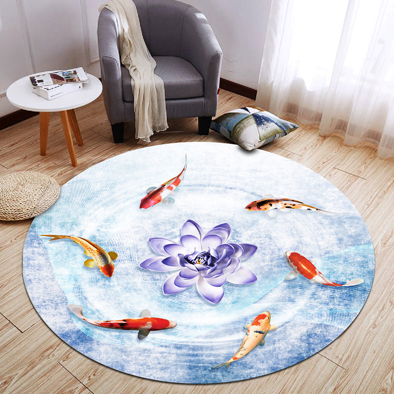 BowLift | Chinese Landscape Print Rug Multicolor Polypropylene Rug Anti-Skid Back Stain Resistant Pet Friendly Rug for the Living Room