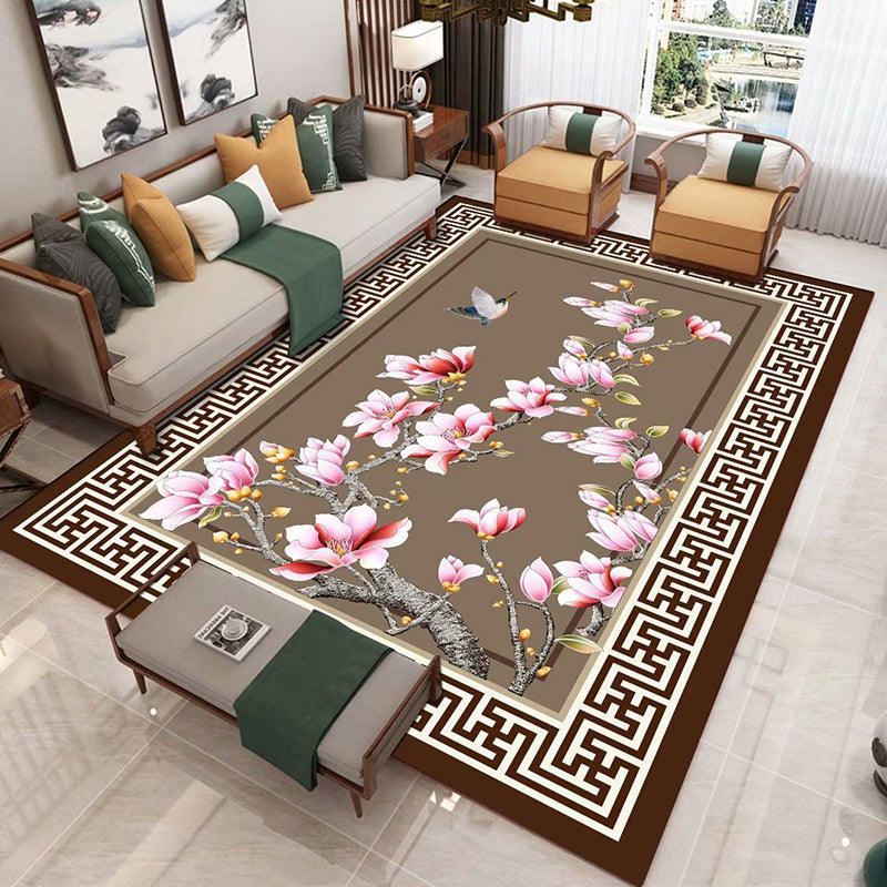 BowLift | Chinese 3D Print Rug Multicolor Polyester Rug Pet-Friendly Non-Slip Washable Rug for the Living Room