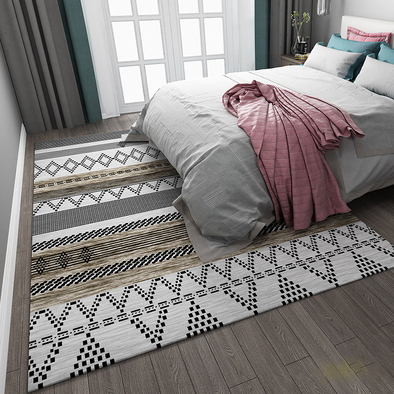 BowLift | Primitive Tribal Rug Multicolor Geometry Rug Non-Slip Back Washable Stain Resistant Rug for Bedroom