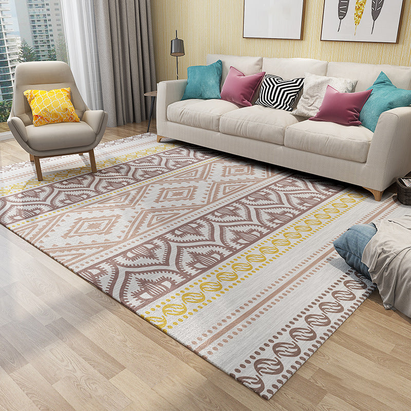 BowLift | Primitive Tribal Rug Multicolor Geometry Rug Non-Slip Back Washable Stain Resistant Rug for Bedroom
