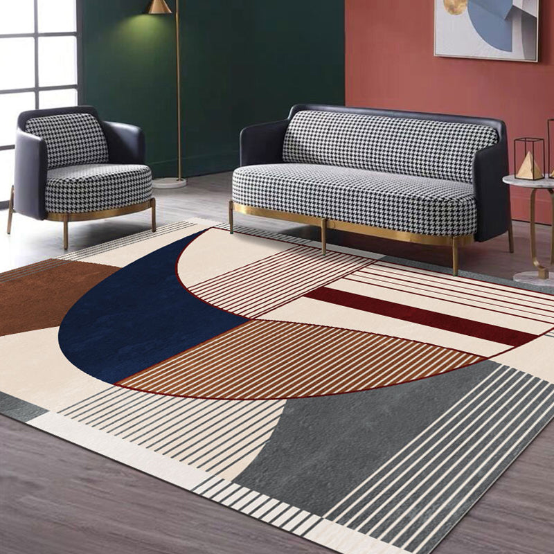 BowLift | Creative Geometric Color-Block Carpet Multi Color Nordic Carpet Synthetic Non-Slip Stain-Resistant Machine Washable Carpet for Home