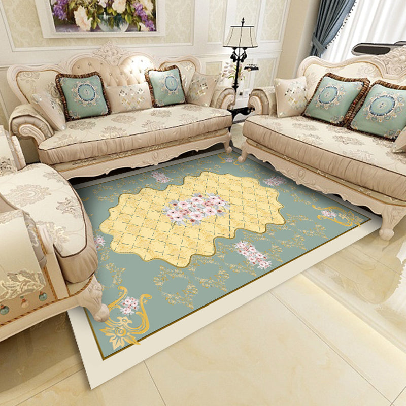 BowLift | Multicolor Shabby Chic Rug Polyester Floral Printed Area Rug Non-Slip Back Washable Rug for Living Room