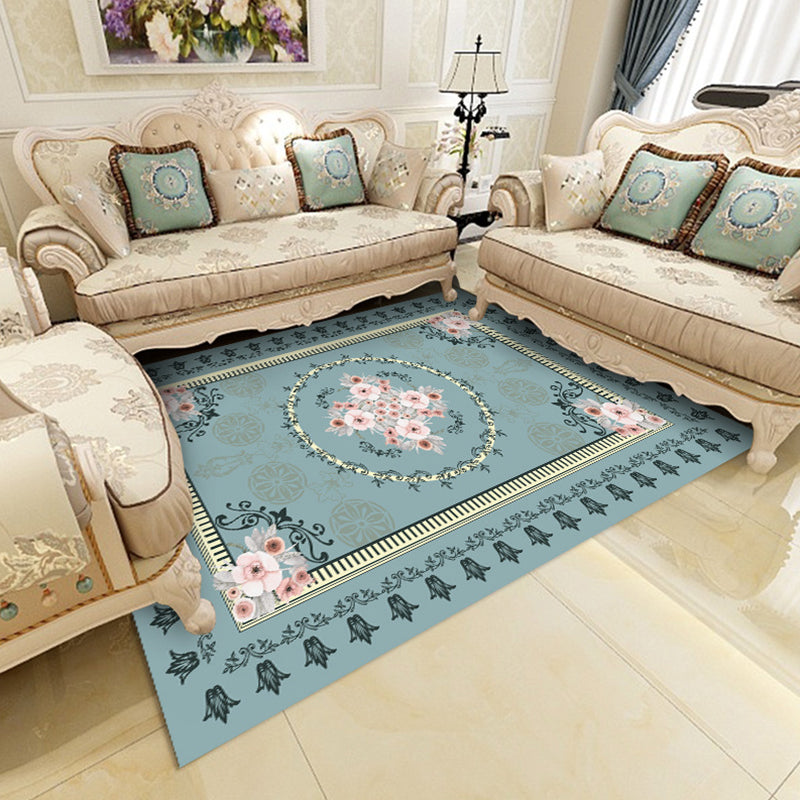 BowLift | Multicolor Shabby Chic Rug Polyester Floral Printed Area Rug Non-Slip Back Washable Rug for Living Room