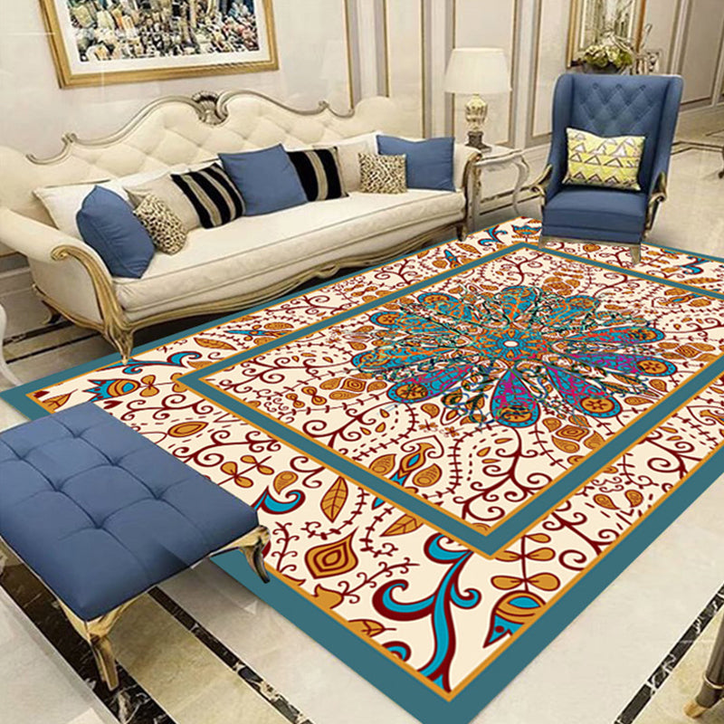 BowLift | Multicolor Shabby Chic Rug Polyester Floral Printed Area Rug Non-Slip Back Washable Rug for Living Room