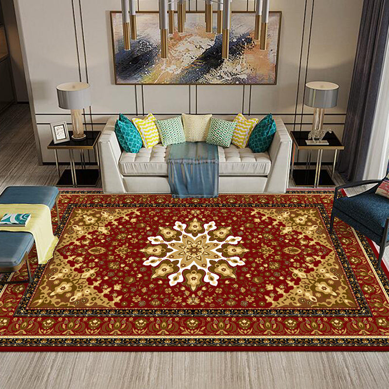 BowLift | Chinese Living Room Rug Multicolored Geometric Printed Area Rug Polyester Non-Slip Pet-Friendly Indoor Rug