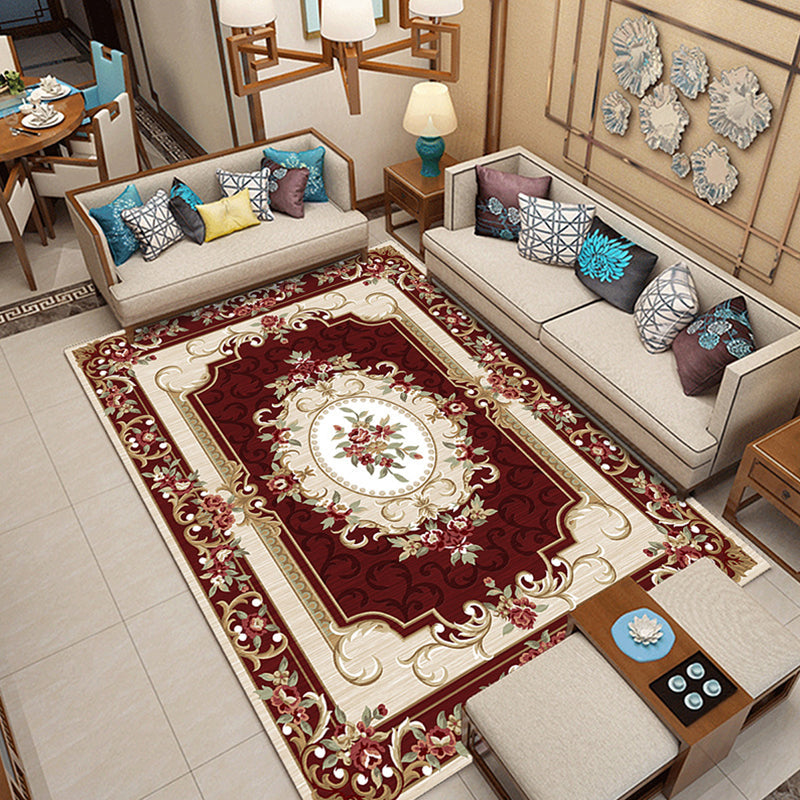 BowLift | Classic printed rug with floral pattern multicolored indoor rug non-slip backing pet-friendly rug