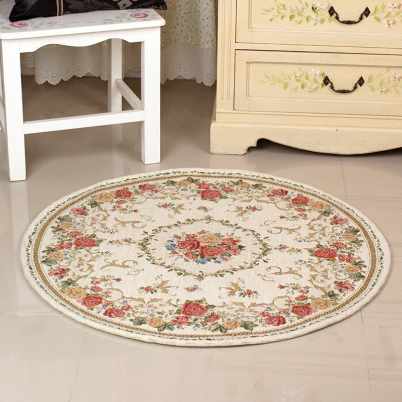 BowLift | Fancyn Multicolored Olden Carpet Synthetic Floral Printed Indoor Rug Non-Slip Back Stain Resistant Rug for Bedroom