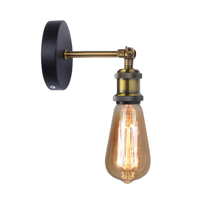 BowLift | Antique Brass Naked Bulb Base Wall Lamp Industrial Metal 1 Head Garage Wall Lamp with Rotatable Arm