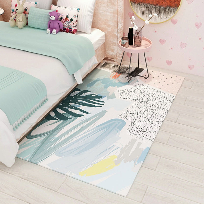 BowLift | Nordic bedroom carpet multicolored color block indoor carpet cotton blend easy maintenance washable rug
