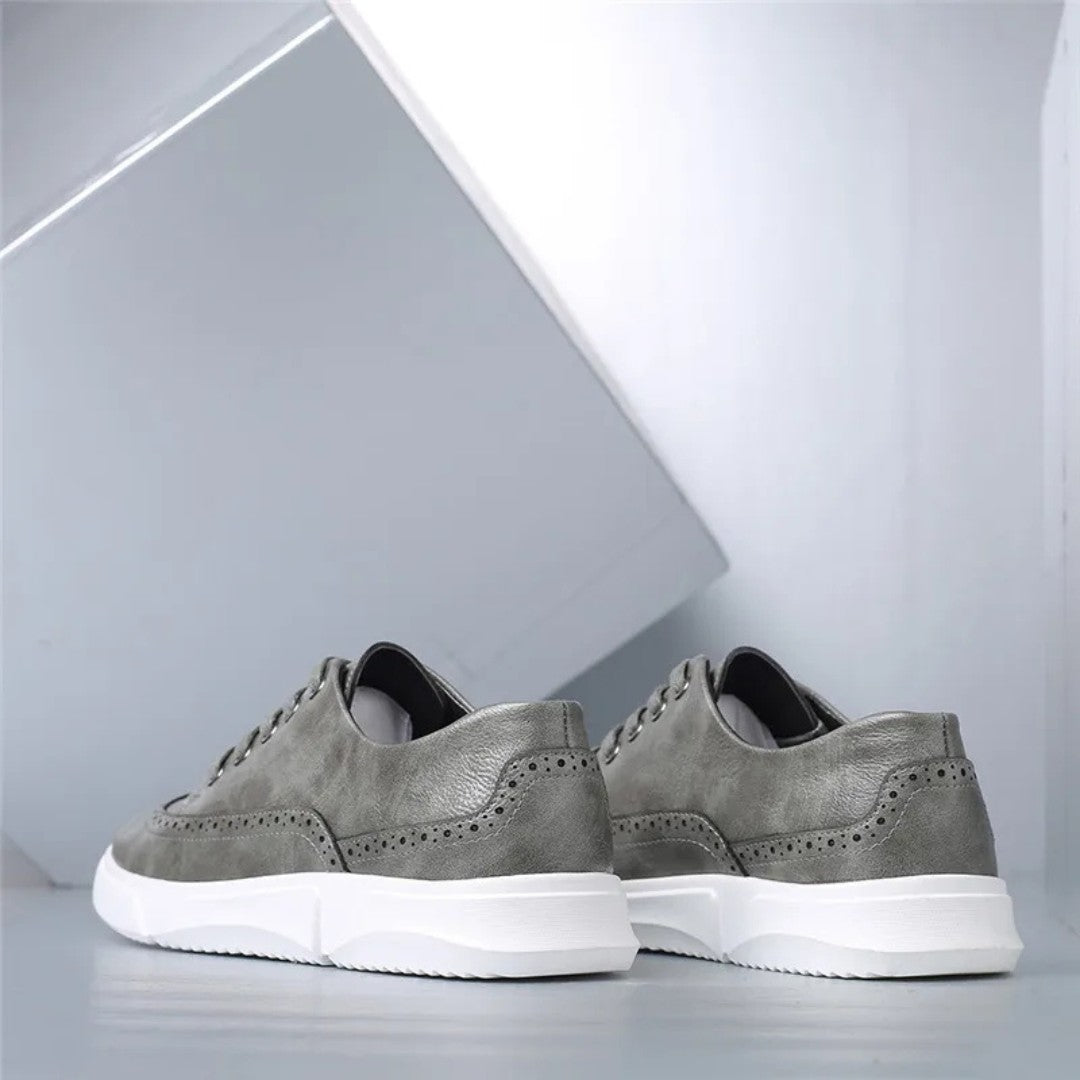Leather Brogue Sneakers with Rubber Sole