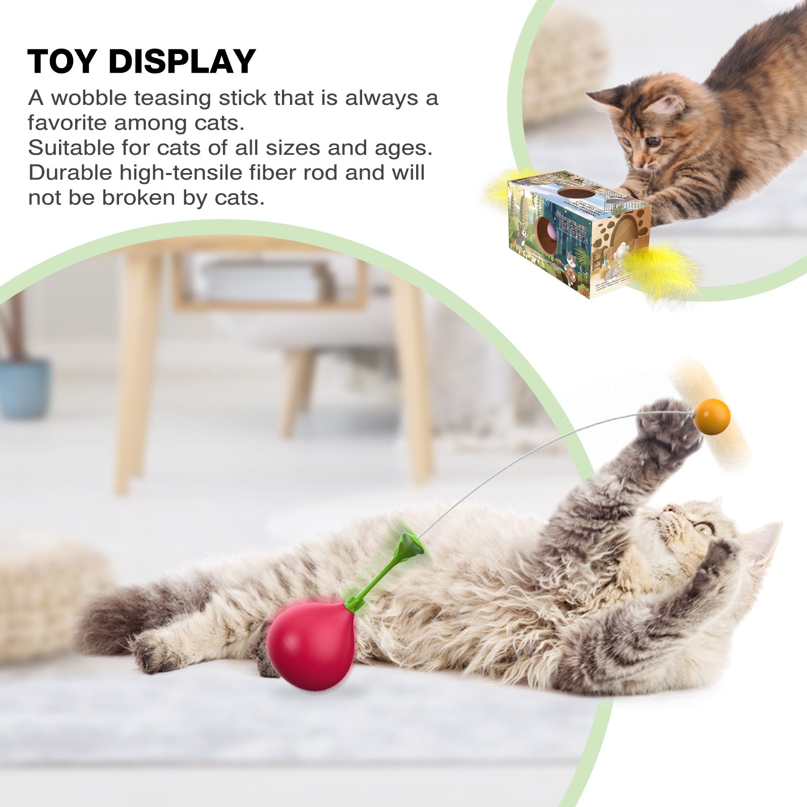 Cherry Radish Wobble Toy – DIY Teaser Play Stick for Cats