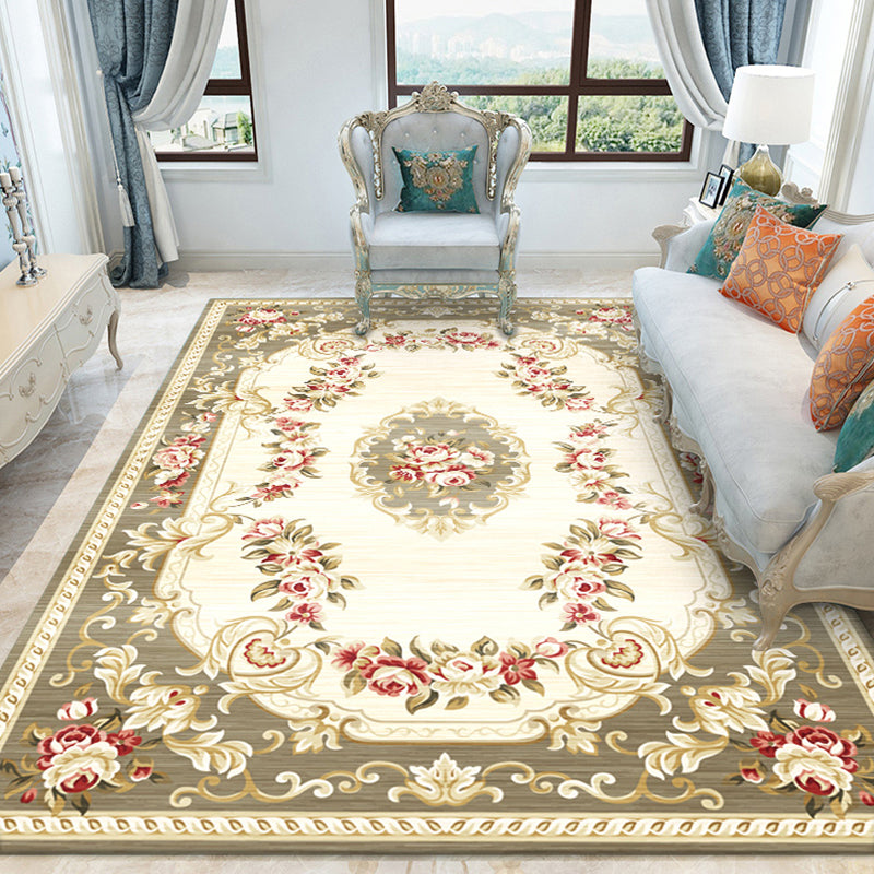 BowLift | Shabby Chic Living Room Rug Multicolored Floral Pattern Polyester Non-Slip Backing Washable Area Rug
