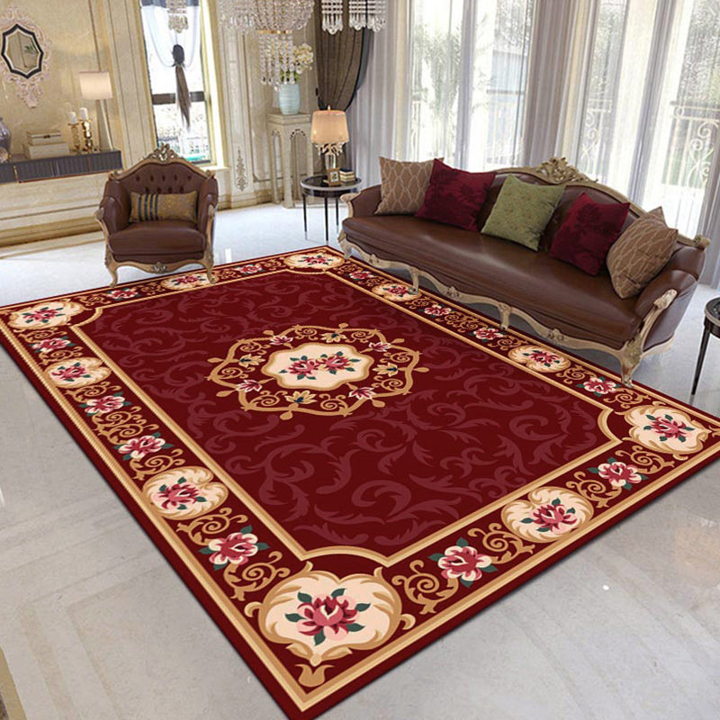 BowLift | Shabby Chic Living Room Rug Multicolored Floral Pattern Polyester Non-Slip Backing Washable Area Rug