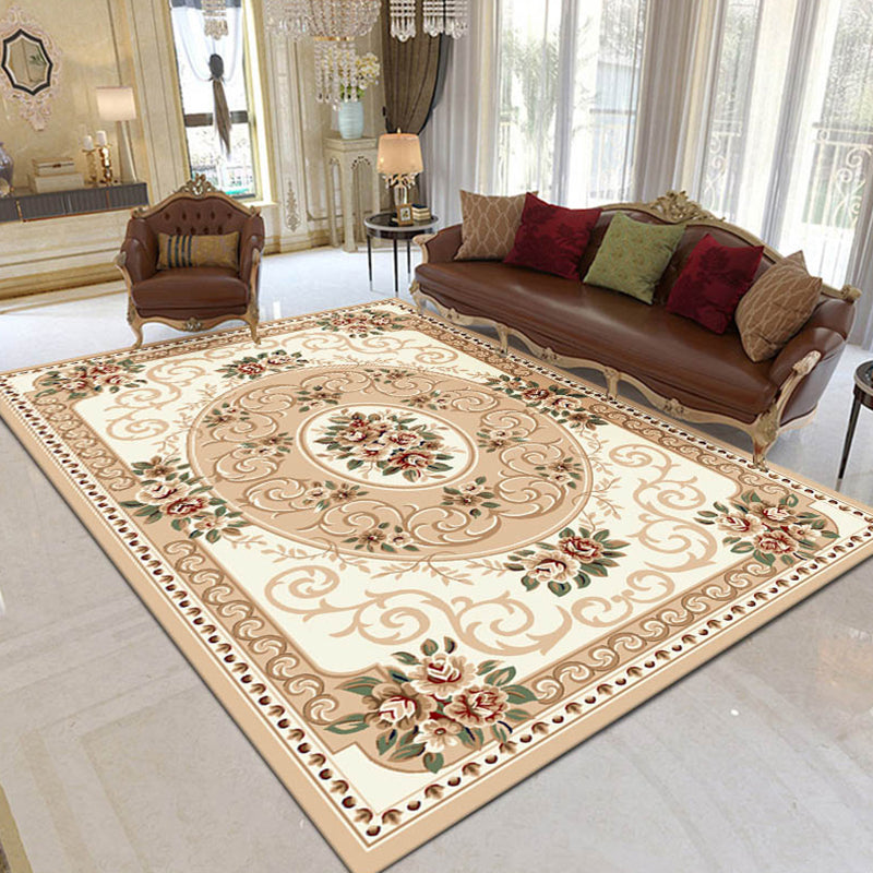 BowLift | Shabby Chic Living Room Rug Multicolored Floral Pattern Polyester Non-Slip Backing Washable Area Rug