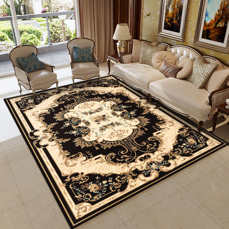 BowLift | Shabby Chic Living Room Rug Multicolored Floral Pattern Polyester Non-Slip Backing Washable Area Rug