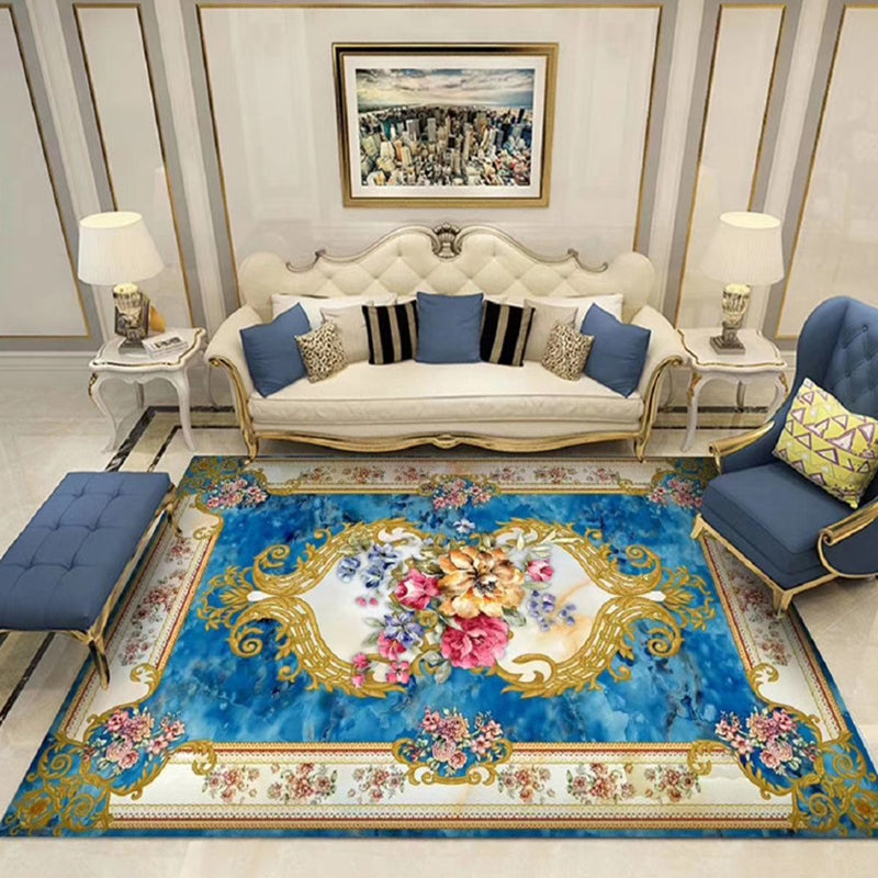 BowLift | Chinoiserie Flower Rug Multicolor Polypropylene Area Rug Non-Slip Back Pet-Friendly Easy Care Indoor Rug for Living Room