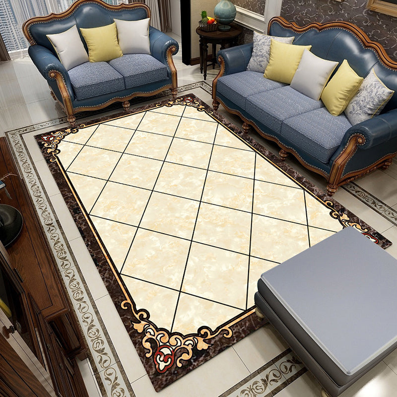 BowLift | Colorful geometric printed carpet made of polyester Retro indoor rug with non-slip backing, stain-resistant carpet for the living room