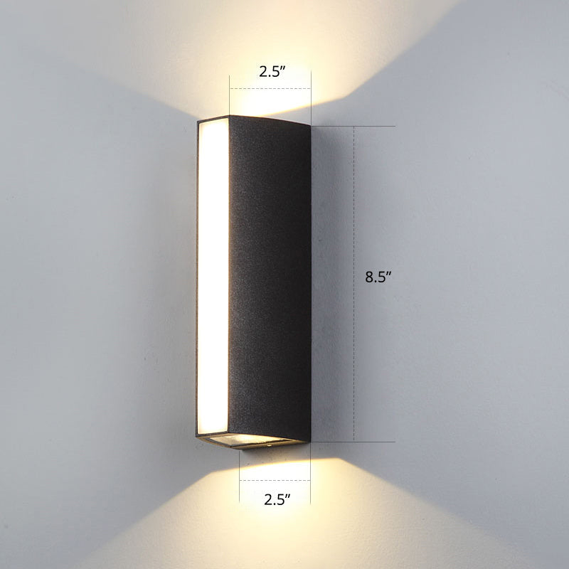 BowLift | Matte black rectangular LED wall light Simple style metallic wall lamp for outdoor use