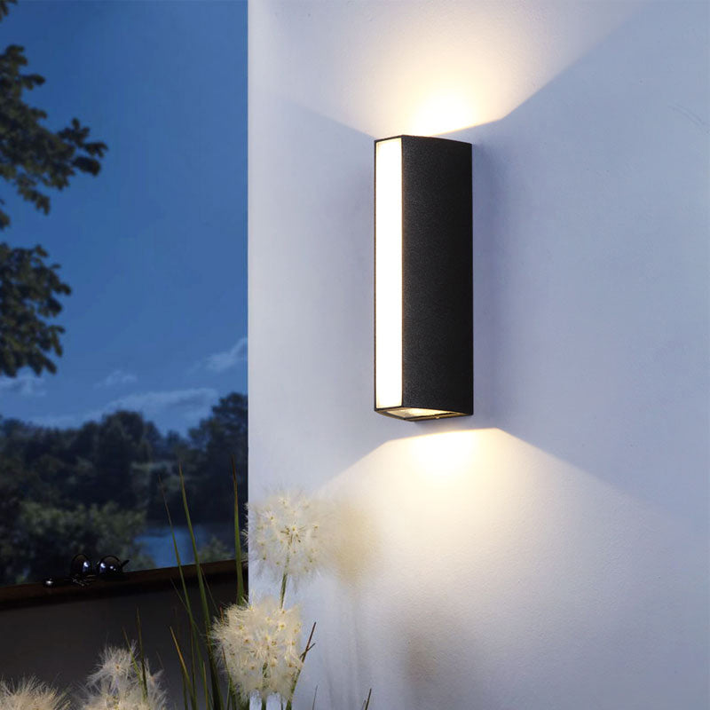 BowLift | Matte black rectangular LED wall light Simple style metallic wall lamp for outdoor use