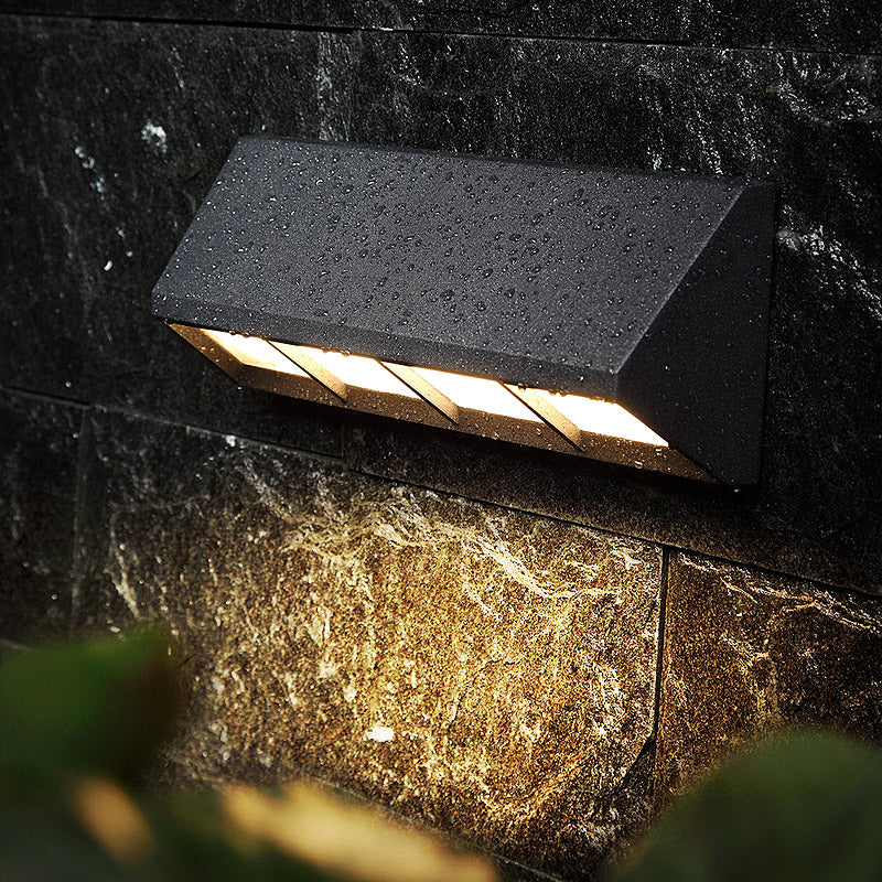 BowLift | Matte Black Triangular Prism LED Wall Light Modern Style Metal Wall Light for Outdoor
