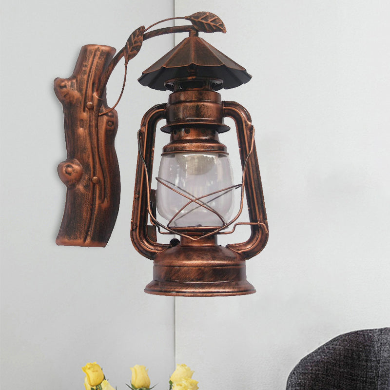 BowLift | Black/Bronze/Copper Kerosene Wall Lighting Coastal Clear Glass 1 Light Outdoor Wall Lamps Light