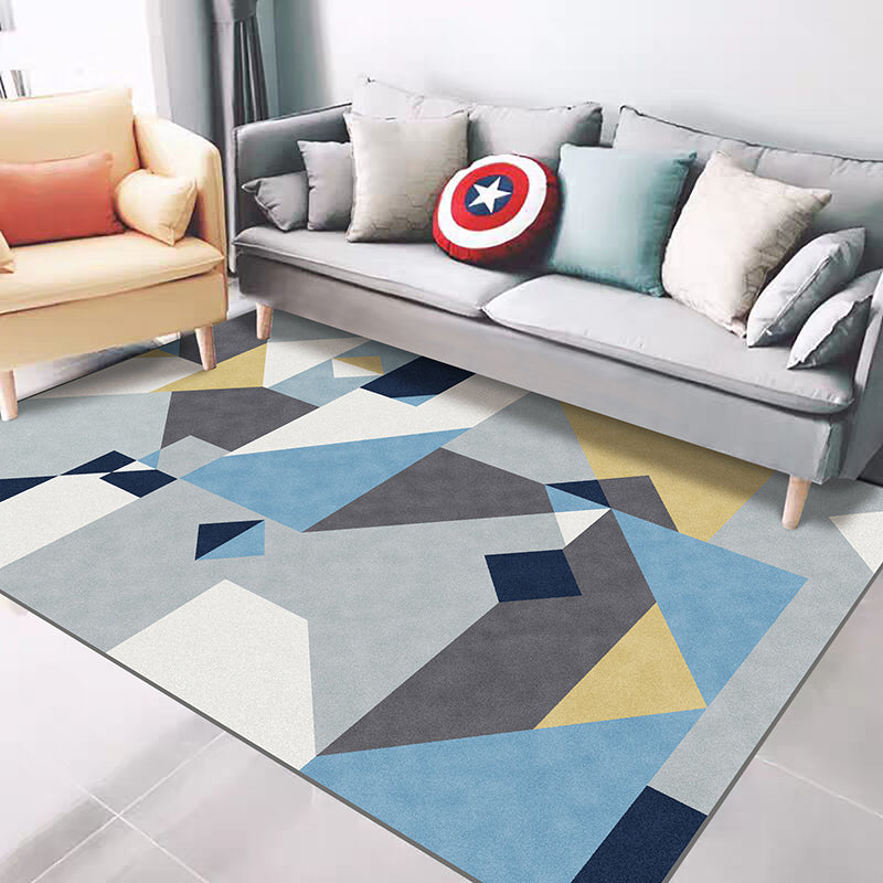 BowLift | Casual Geometric Pattern Rug Multicolored Synthetic Indoor Rug Non-Slip Back Machine Washable Area Rug for Living Room