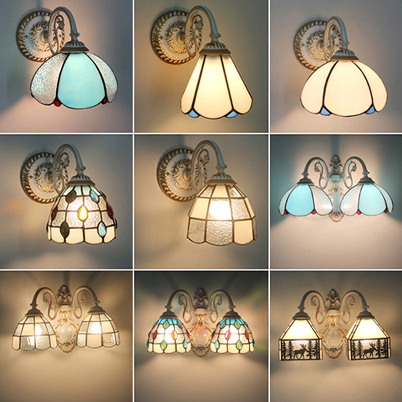 BowLift | 1-Head Shade Wall Lamp Tiffany Style Handmade Glass Wall Lamp for Living Room