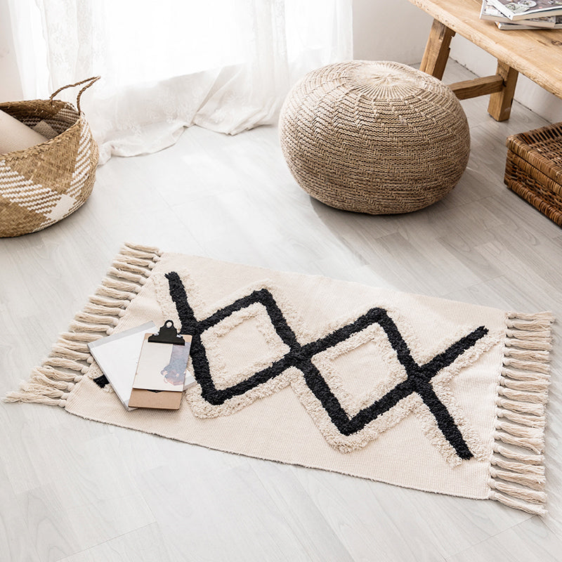 BowLift | Western geometric printed carpet Multicolored jute carpet Pet-friendly, stain-resistant indoor runner with fringes for the room