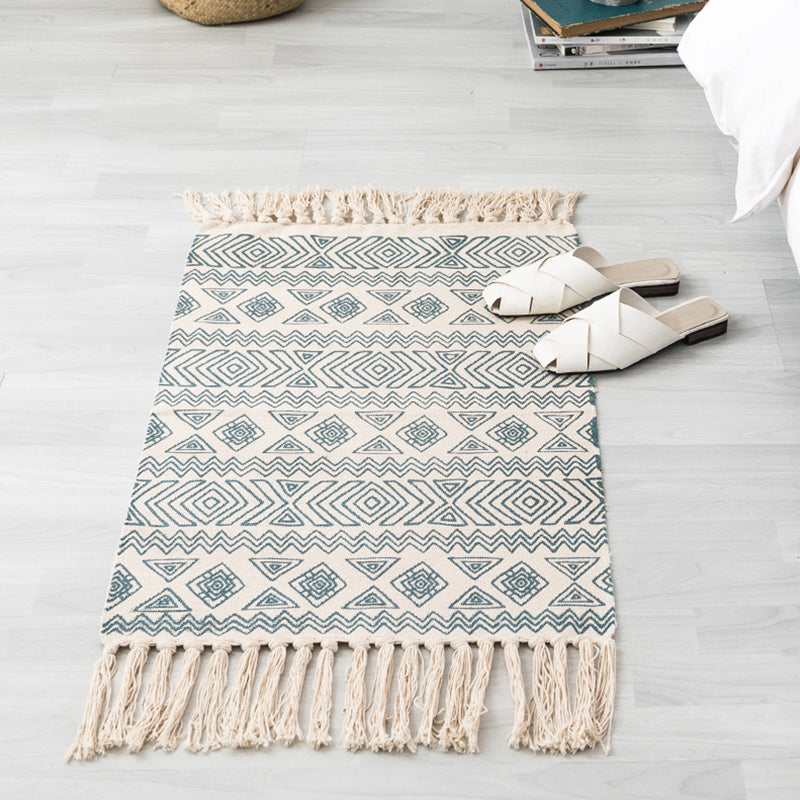 BowLift | Western geometric printed carpet Multicolored jute carpet Pet-friendly, stain-resistant indoor runner with fringes for the room