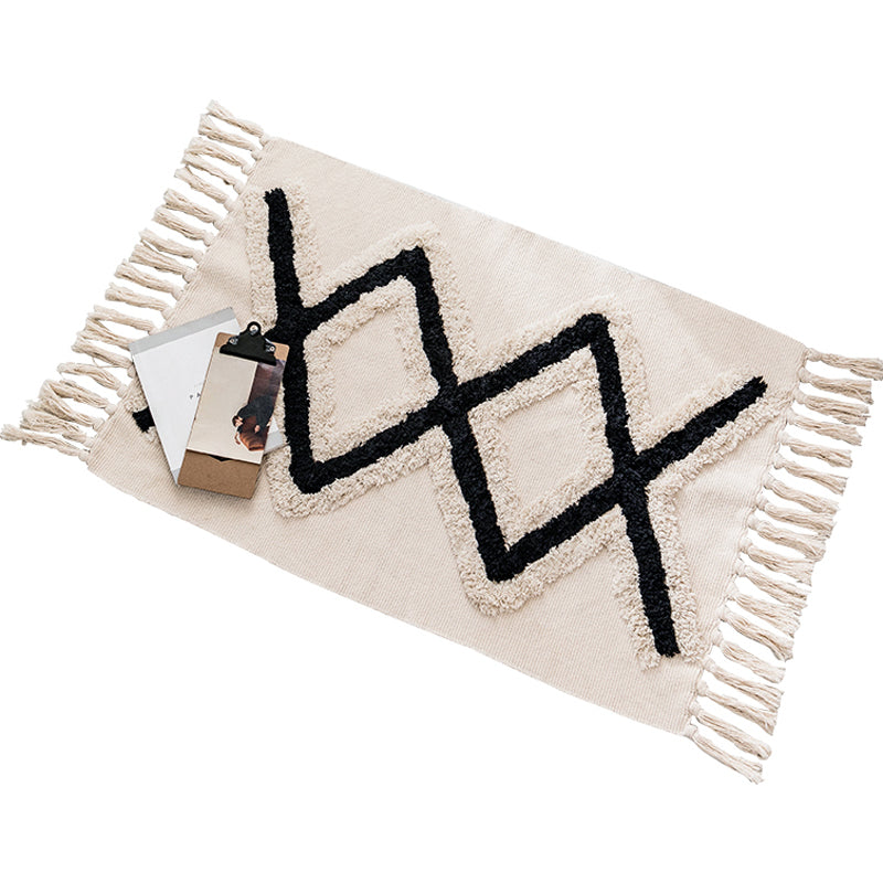 BowLift | Western geometric printed carpet Multicolored jute carpet Pet-friendly, stain-resistant indoor runner with fringes for the room