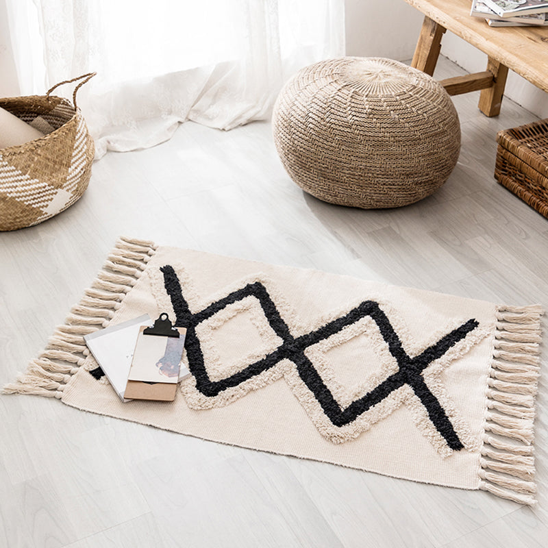 BowLift | Western geometric printed carpet Multicolored jute carpet Pet-friendly, stain-resistant indoor runner with fringes for the room