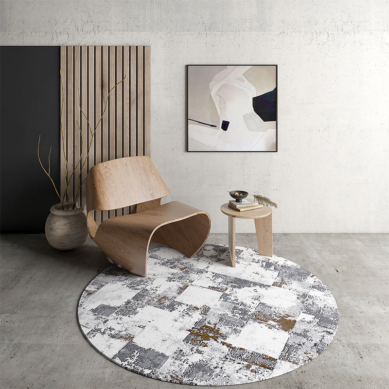 BowLift | Industrial Living Room Rug Multi Color Abstract Printed Indoor Carpet Polyester Non-Slip Back Easy Care Area Rug
