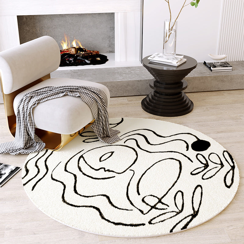BowLift | Creative Decoration Carpet White Hand Printed Indoor Carpet Polypropylene Pet Friendly Easy Care Area Rug