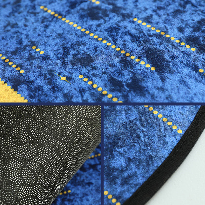 BowLift | Blue Western Rug Polypropylene Color Block Indoor Carpet Non-Slip Back Stain Resistant Washable Rug for Living Room