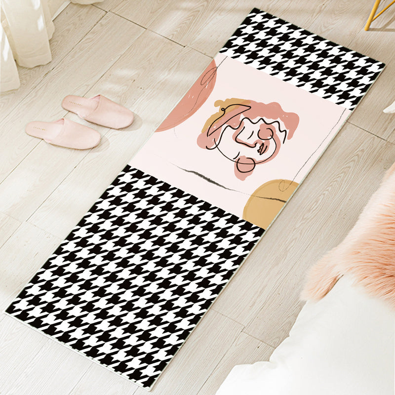 BowLift | Western Houndstooth Pattern Rug Multicolor Polyester Area Rug Non-Slip Back Pet Friendly Indoor Rug for Room