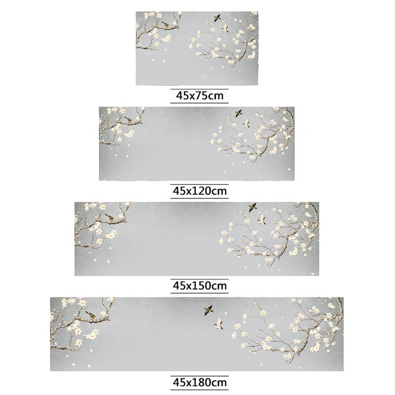 BowLift | Chinoiserie Floral Printed Rug Multicolor PVC Area Rug Non-Slip Back Pet-Friendly Indoor Rug for Bedroom