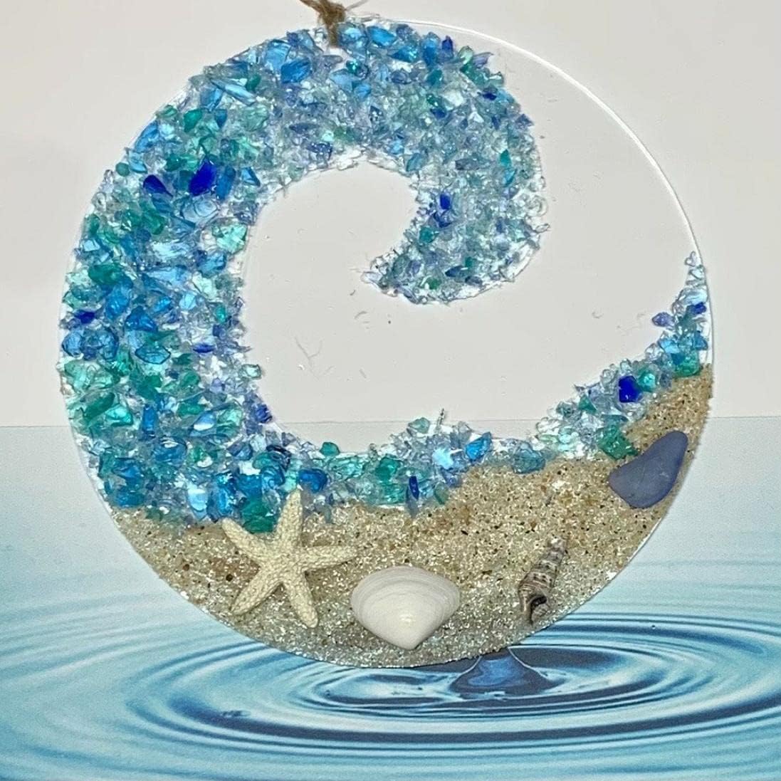 BowLift | Sea glass sun catcher - Ocean breaking wave beach ornament