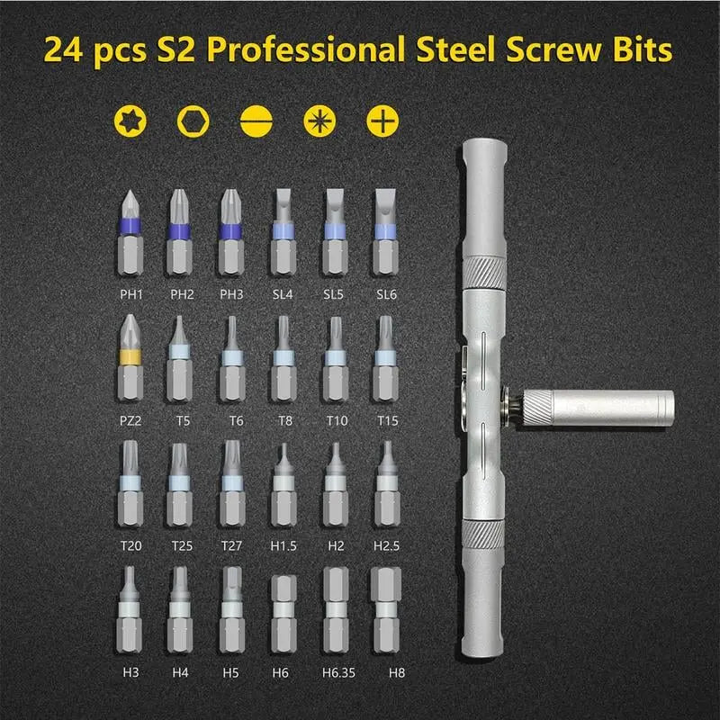 BowLift | 24-in-1 Ratchet Screwdriver Set for Precise Assembly Work