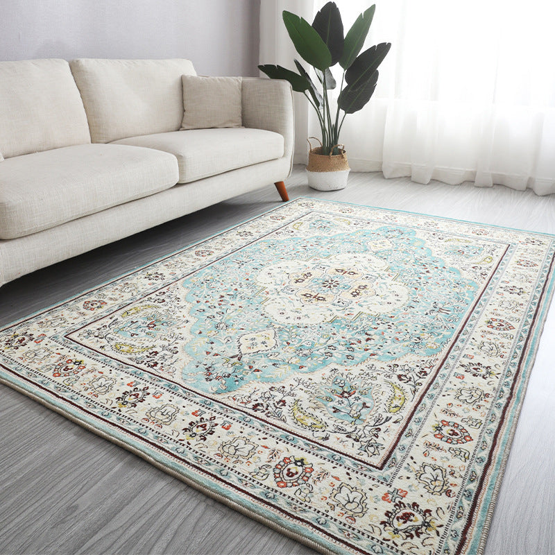 BowLift | Antique Living Room Rug Multicolored Flower Pattern Rug Non-Slip Back Pet Friendly Easy to Care Indoor Rug